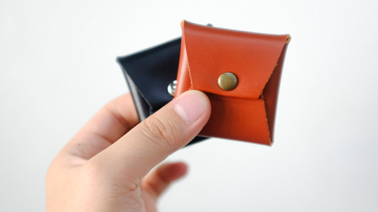 Square Leather Coin Case - Black