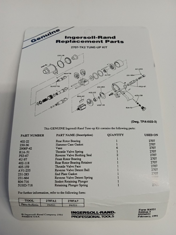 IR 2707-TK2 TUNE-UP KIT