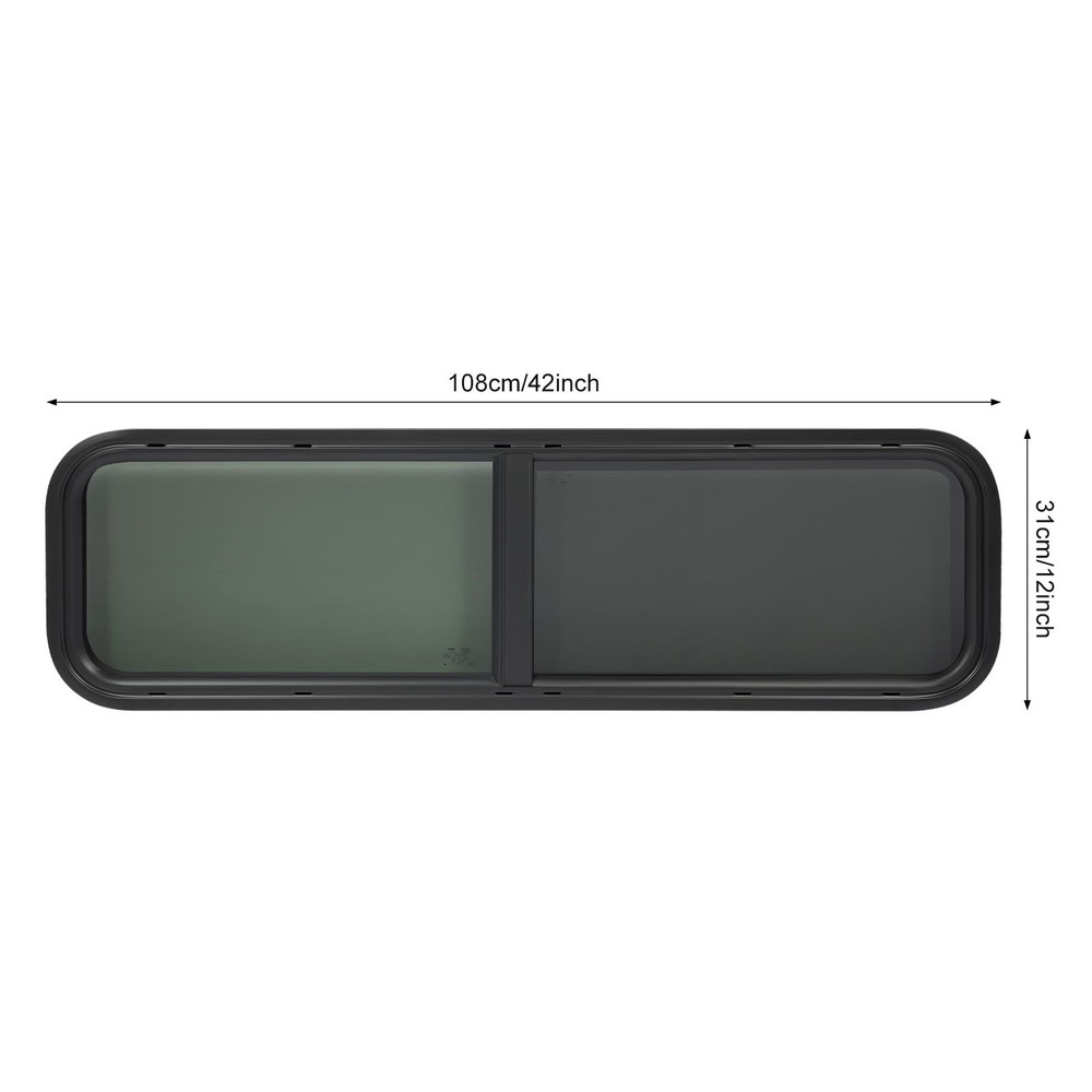 RV Window 42W x 12H 黑色长方形替换件带安装装饰环