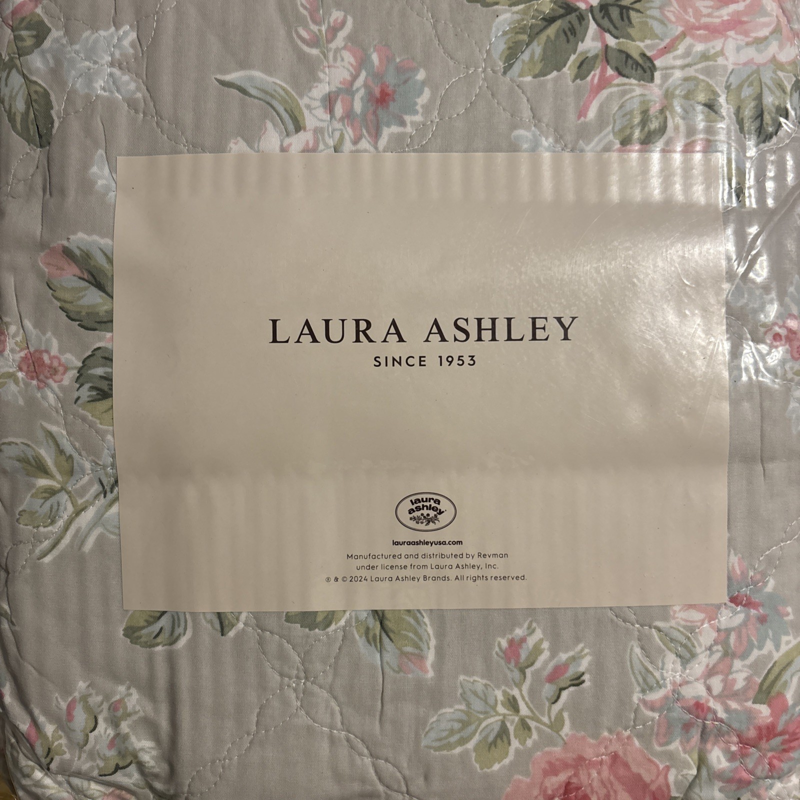 Laura Ashley Melany Pink/Gry TW Quilt/Sham Set VP WEB BASIC