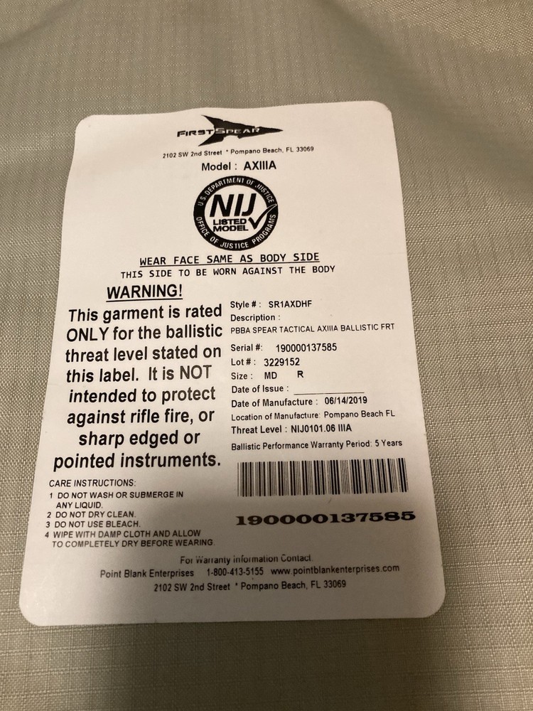 FIRST SPEAR BALCS POINT BLANK IIIA INSERTS