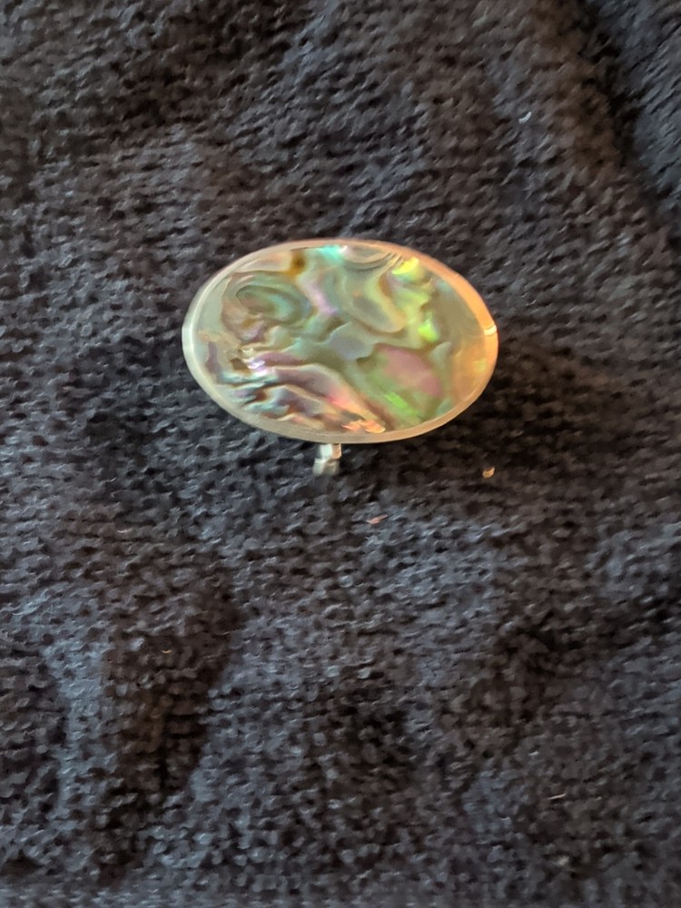 Sterling Silver Abalone Pill Box 1 1/2 X 1/2