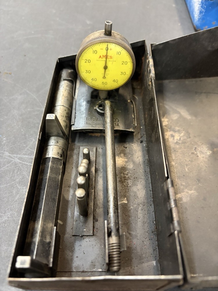 AMES Cylinder Gauge Kit Setting Tool Points Indicator Dial Box Vintage Tool
