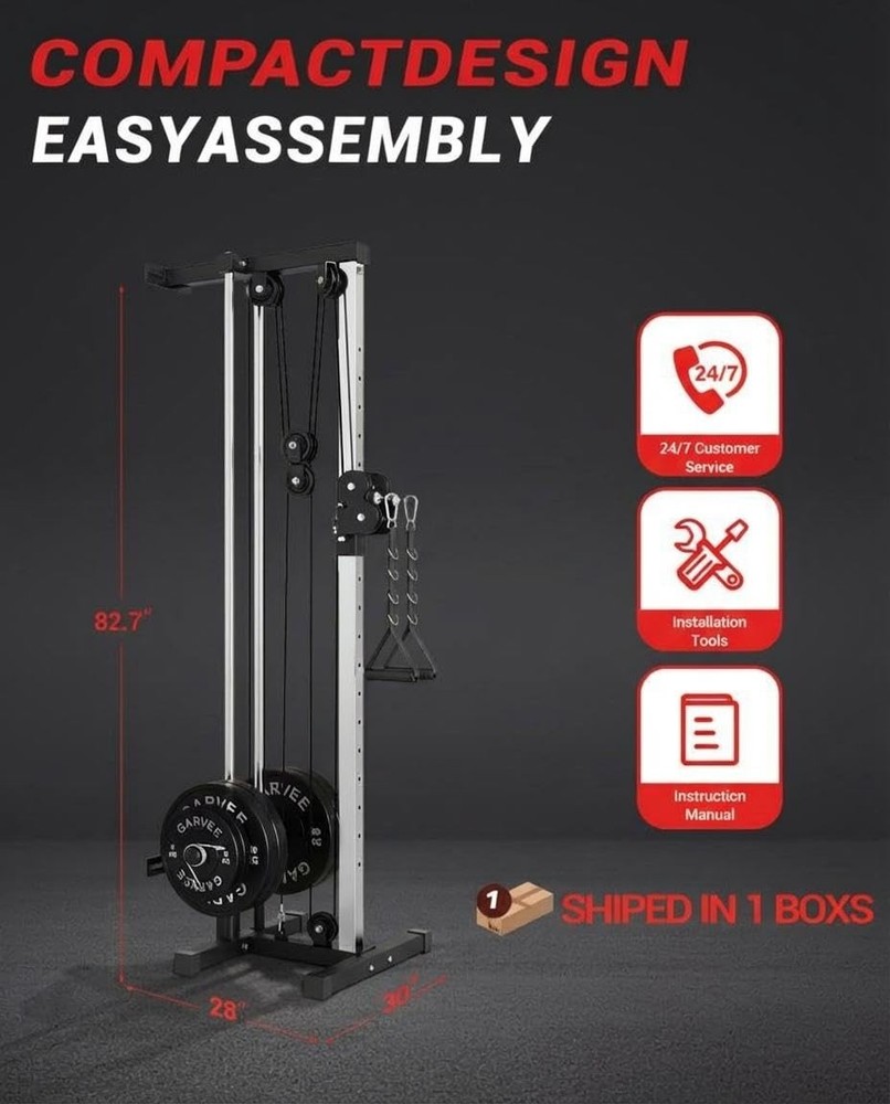 Wall Mount Cable Station Dual Pulley Cable Crossover Machine 19 Adjust Positions