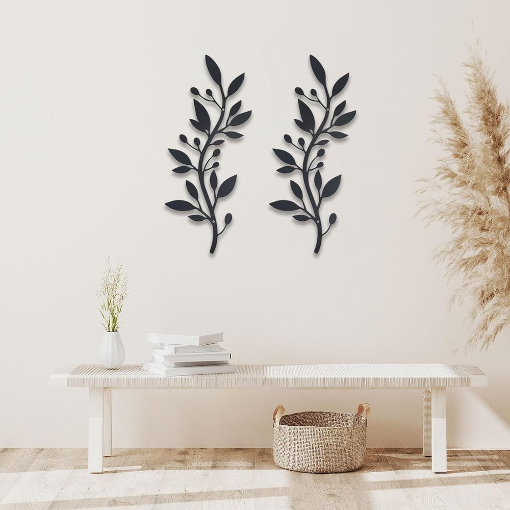 2 Pieces Metal Vine Olive Branch Leaf Wall Decor,Tree Leaf Wall Decor