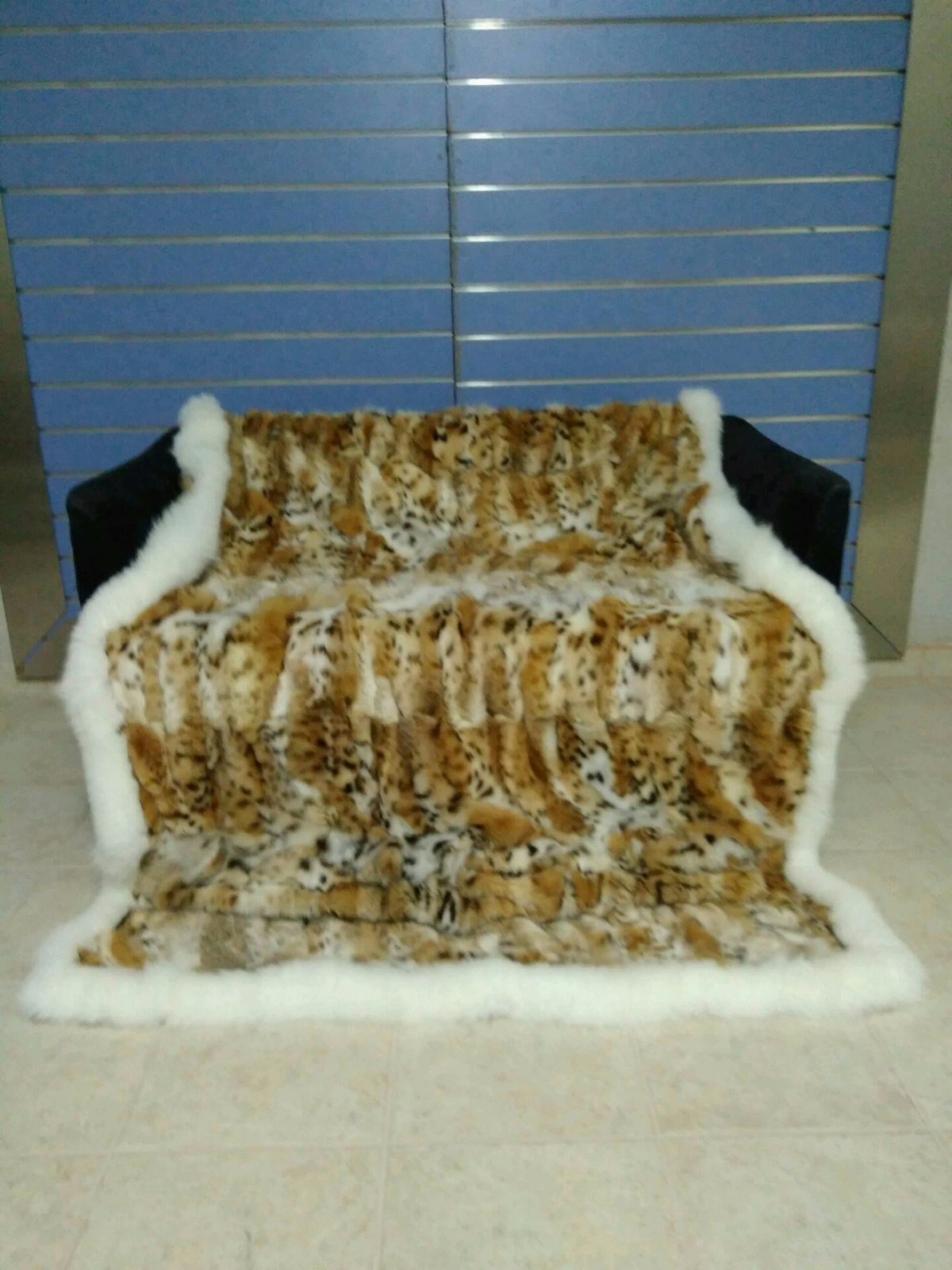 Luxury Lynx Fur Throw 100% Real Lynx Blanket Genuine Bedspread With Fox Outline