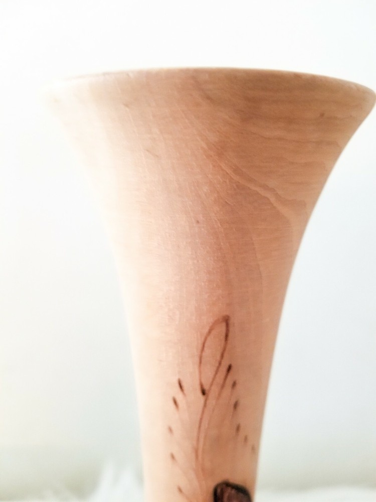 Vase Handcrafted Hand Turned, Details Burned On.
