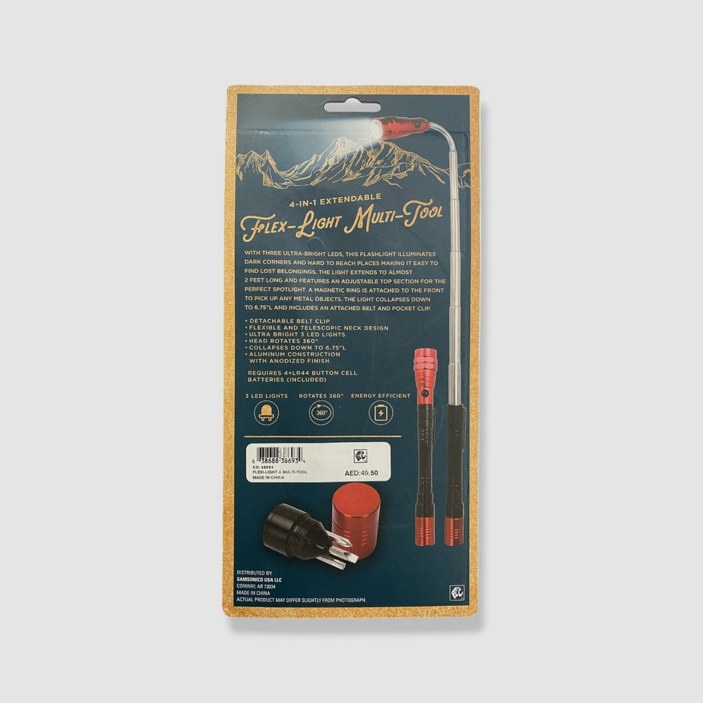 Adventure Red Four In One Extendable Flexi-Light & Multi-Tool