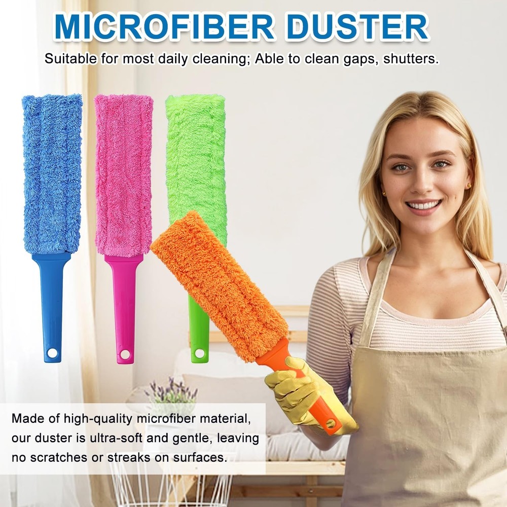 4 Pack 15 inch Reuseable Microfiber Feather Duster, Blind Duster, Gap Duster,...