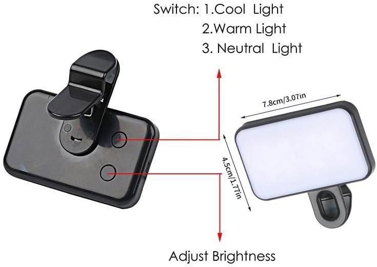 Portable Mini LED Fill Light Mobile Phone Clip-On Selfie Light USB Rechargeable