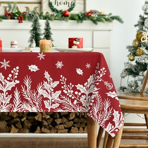 Christmas Tablecloth 60×84 Inch Rectangular, 60" x 84" (Rectangular) Red