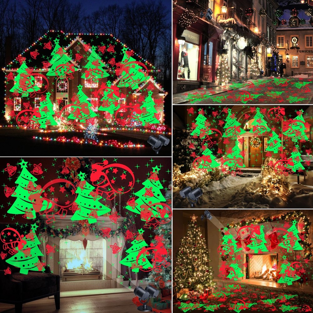Christmas Lights Projector, Decorations Lighting 4Pack, Red Green