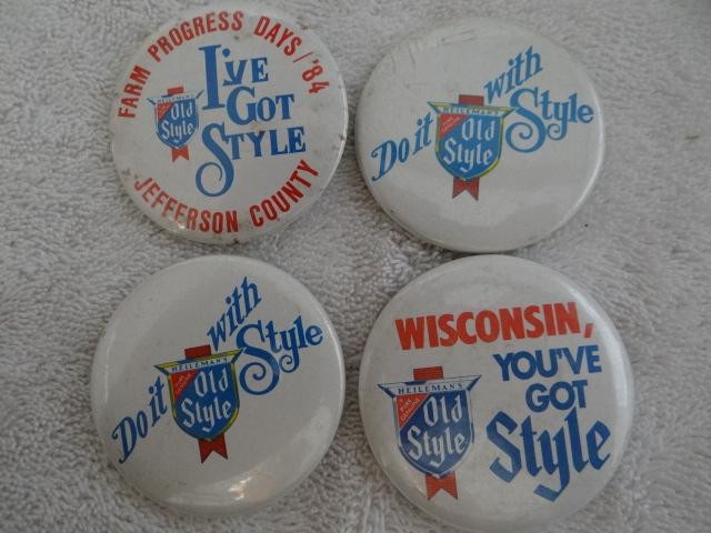 4 Old Style Celluloid Pinbacks 2.25 Inch Diameter Tray 2