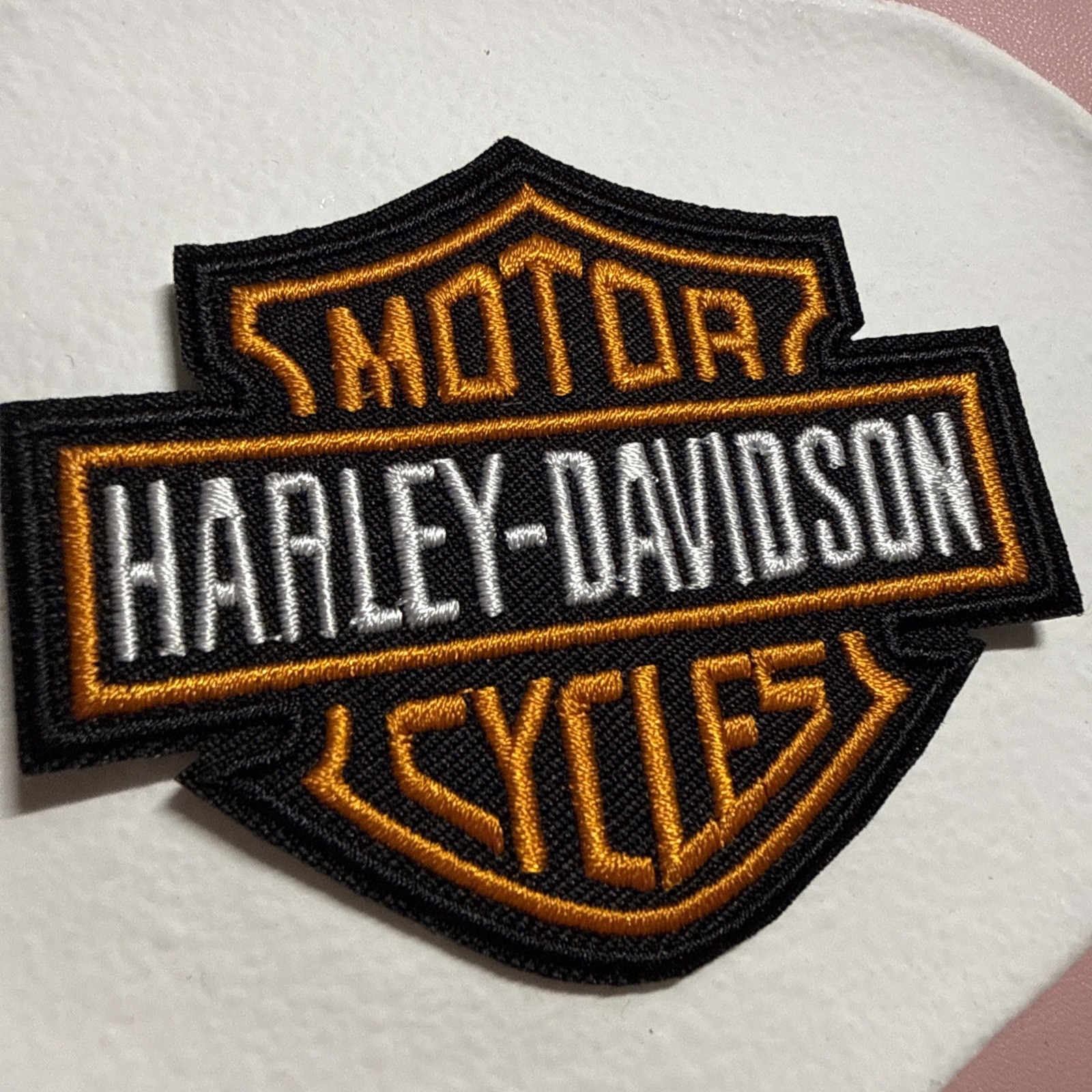 Harley Davidson Classic Orange Logo Iron-on embroidery Patch Size 2 X 3 inches