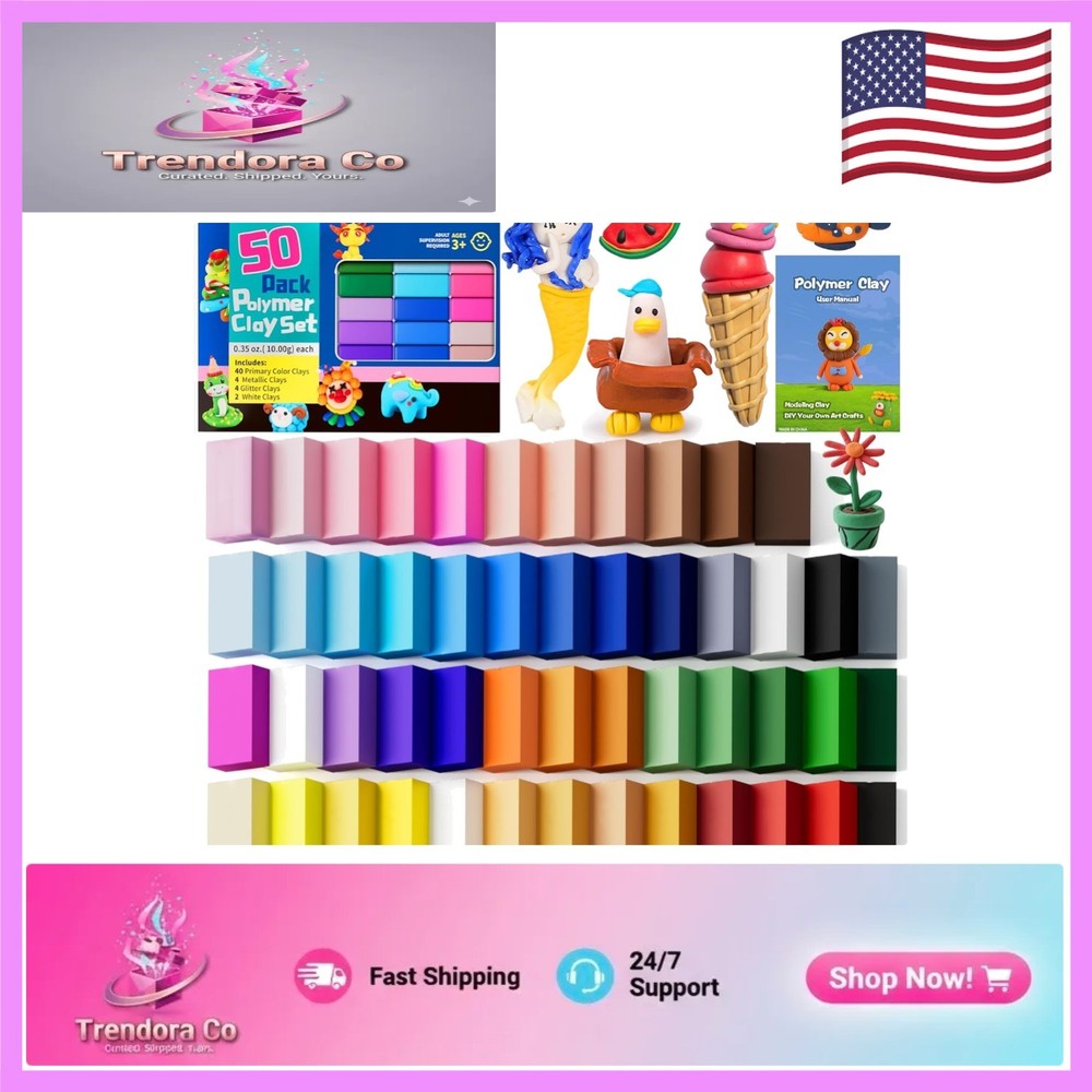 Versatile 50-Piece Polymer Clay Kit - Safe Modeling Clay for Imaginative Play