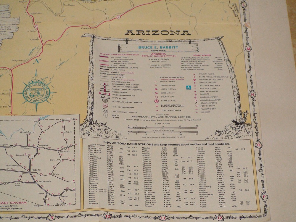 1981 Arizona Transportation Travel Road Map