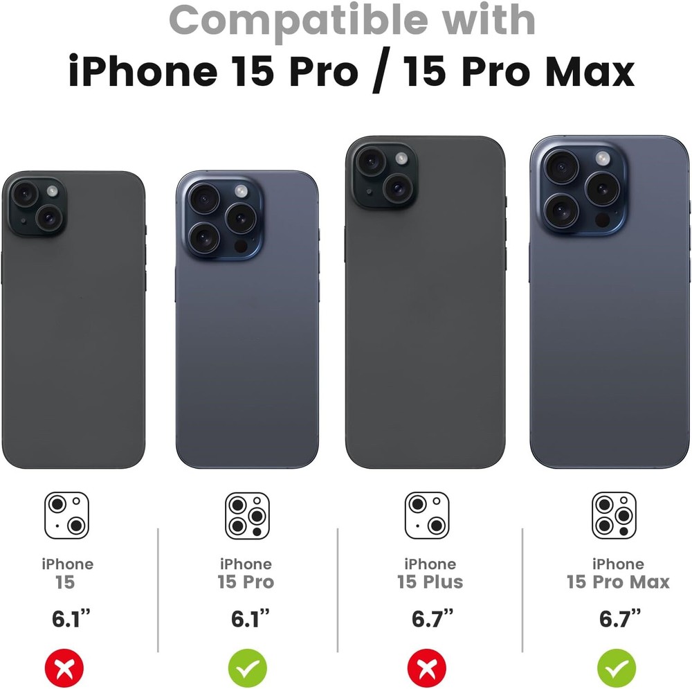 2 Pack For iPhone 15 Pro Max/15 Pro Ring Tempered Glass Camera Lens Protector