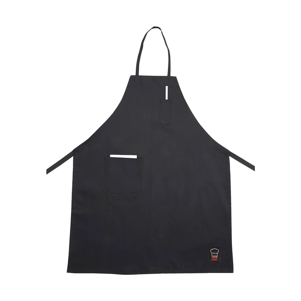Winco BA-PBK Black Full Length Bib Apron