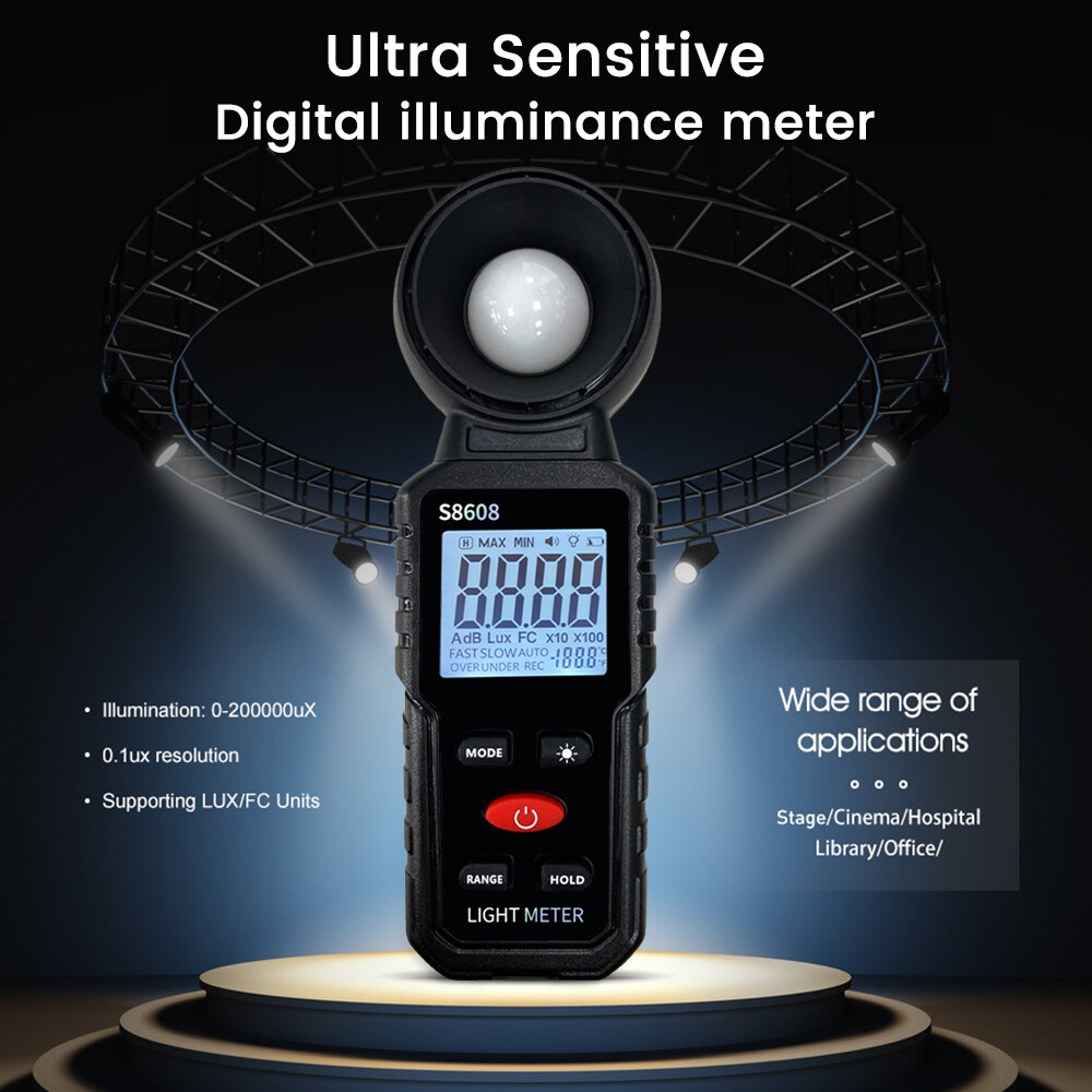 Light Meter Digital Illuminance Meter Luxmeter Luminometer Photometer 200000Lux