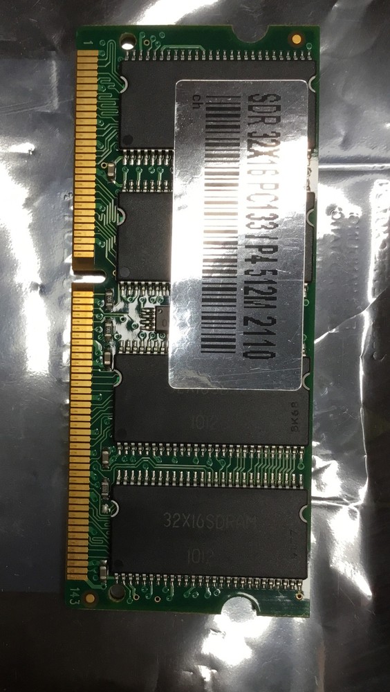 512MB SDR RAM 32X16 PC133 SO-DIMM pulled from Brother MFC-9840W Printer
