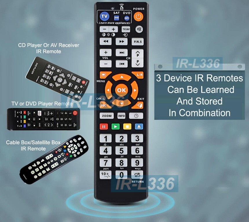 Universal IR Learning Remote 3 AV Devices Memory For TV Cable Box DVD DVR