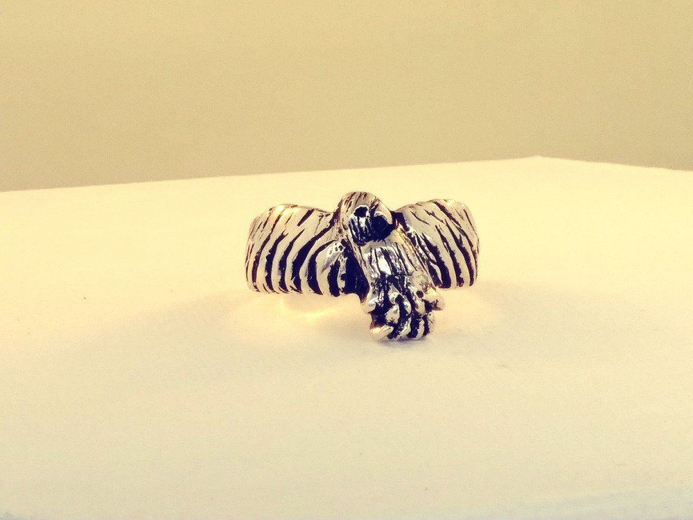 Silver Falcon ring (Eagle Hawk....) (size 9.75 ..6.6dwts handcrafted