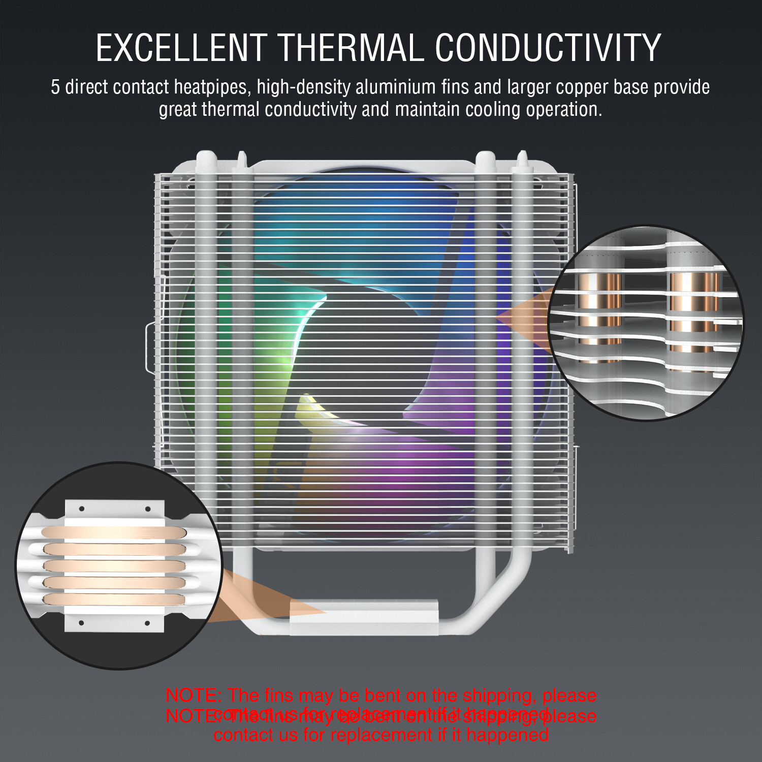 Vetroo V5 ARGB CPU Cooler Computer Case PC Heatsink 5 Heatpipes LGA 1700/AMD AM4