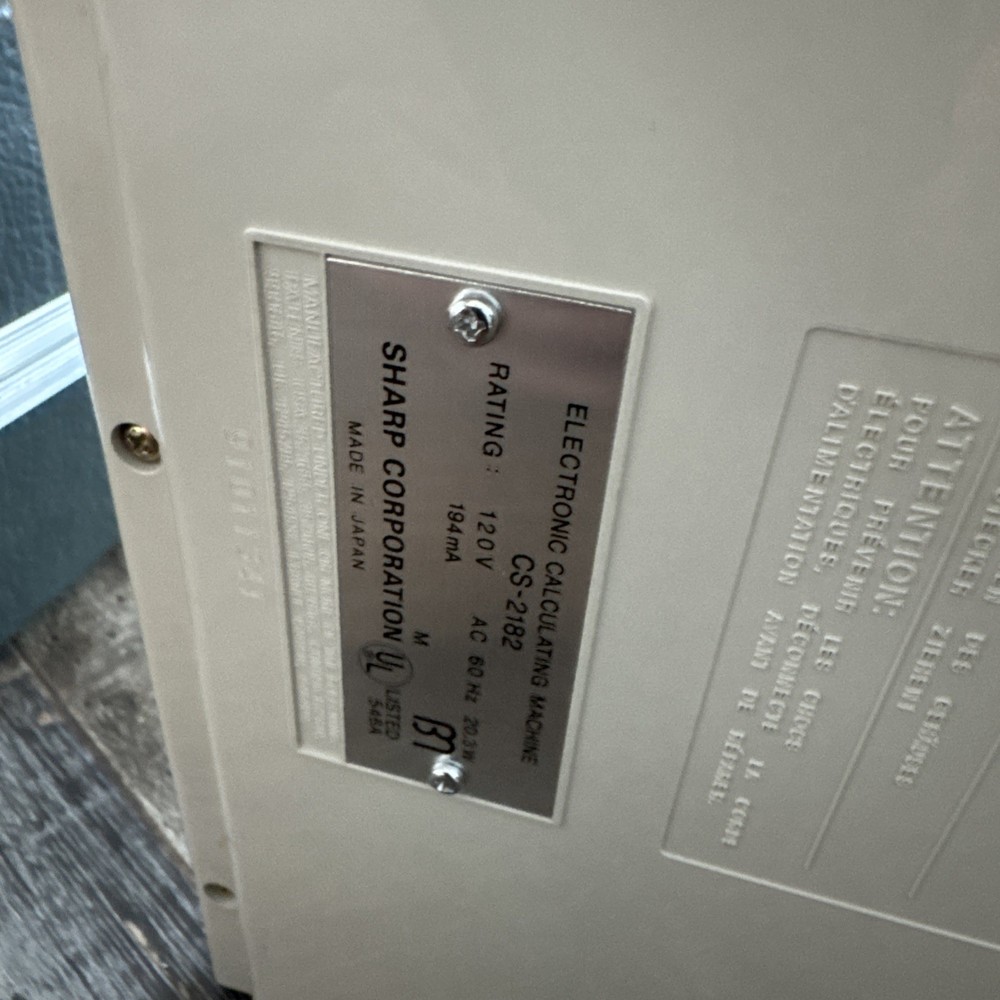 Sharp Compet CS-2182 Print Display Calculator 1979 HARD CASE, KEYS,