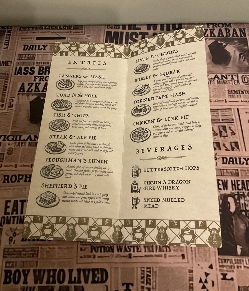 Harry Potter Copper Kettle Menu