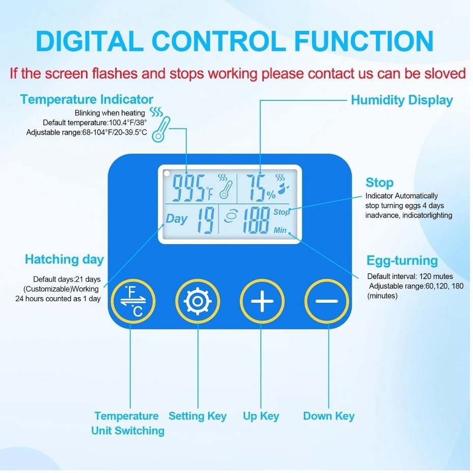 18 Egg Incubator with Automatic Egg Turning and Humidity Control, 360° View Auto
