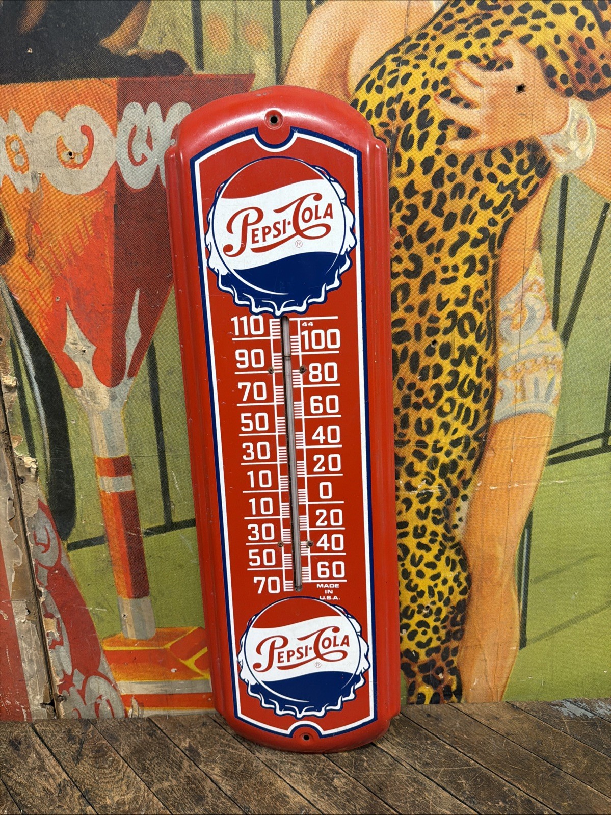 VINTAGE PEPSI COLA THERMOMETER SIGN COCA COLA 7UP PEPSI ORANGE CRUSH DR PEPPER