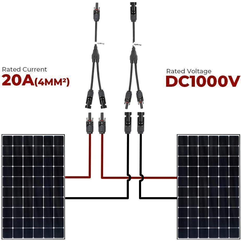 USA Solar Panel Y Branch Cable Connection Waterproof Adapter Connector Extension