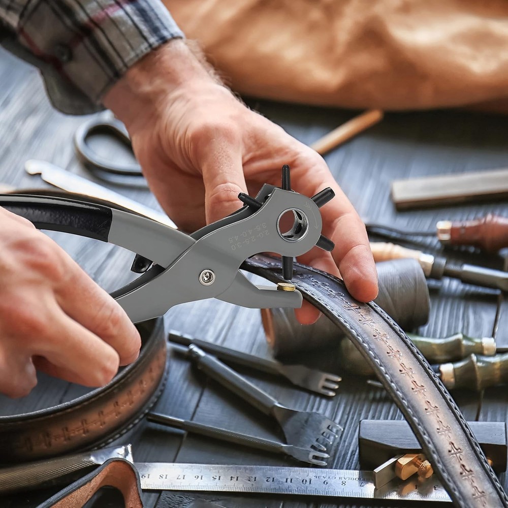Leather Hole Punch Tool - 6 Sizes for Crafting Precision & Versatility