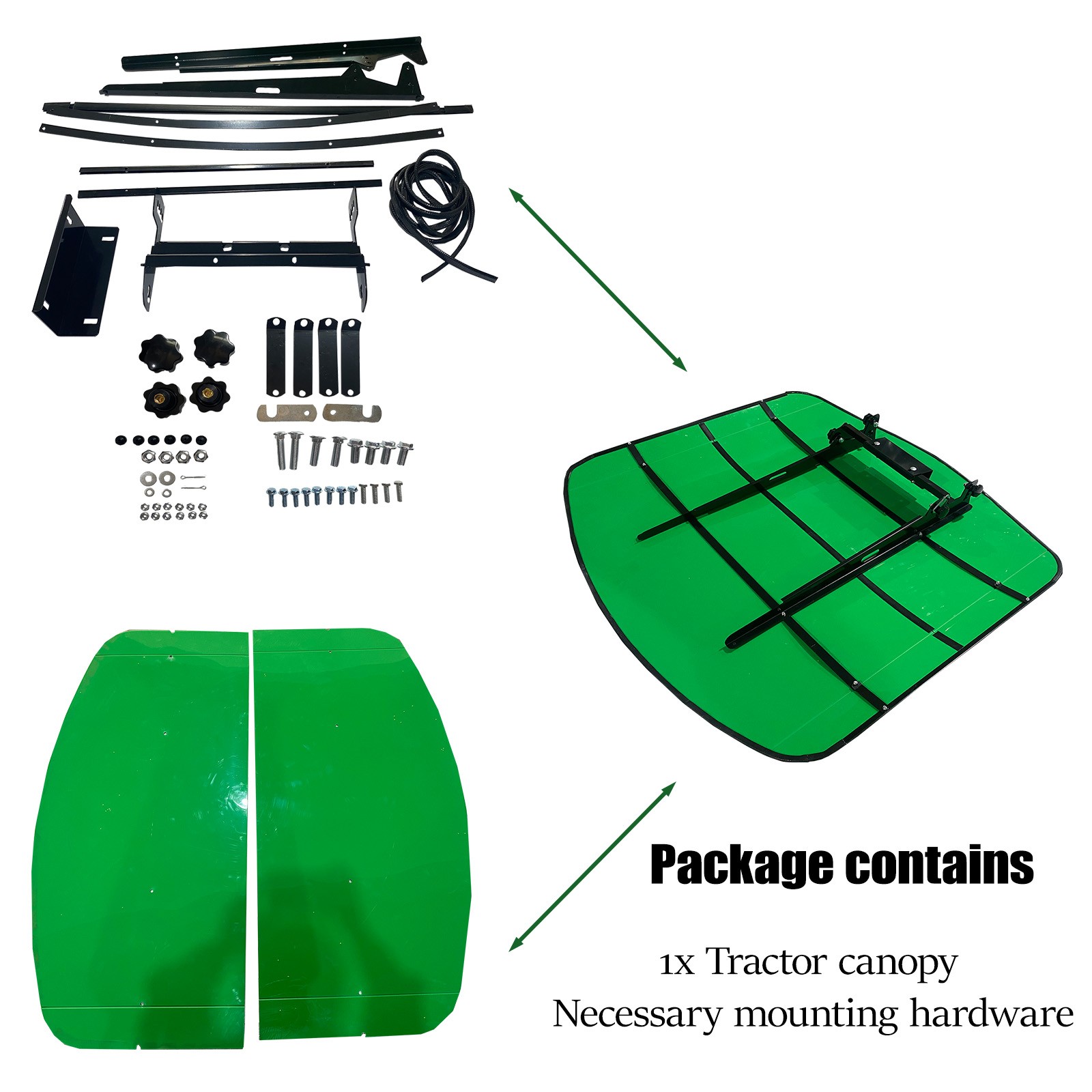 Tuff Top Tractor Canopy 52" X 52" For John Deere 2" x 2" or 2" x 3" ROPS Green
