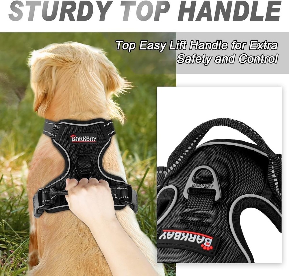 No Pull Dog Harness Front Clip Heavy Duty Reflective Easy Control Handle Large