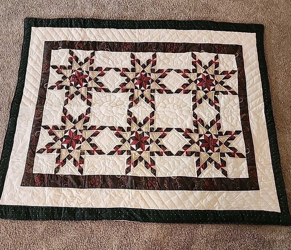 Upcycle Wall Quilt Throw Star Pattern Hand Made 48 X 58