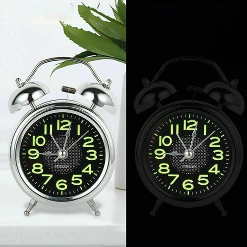 Mechanical Alarm Clock Wind up Clock Luminous 3 Inch Quiet Timer Watch**