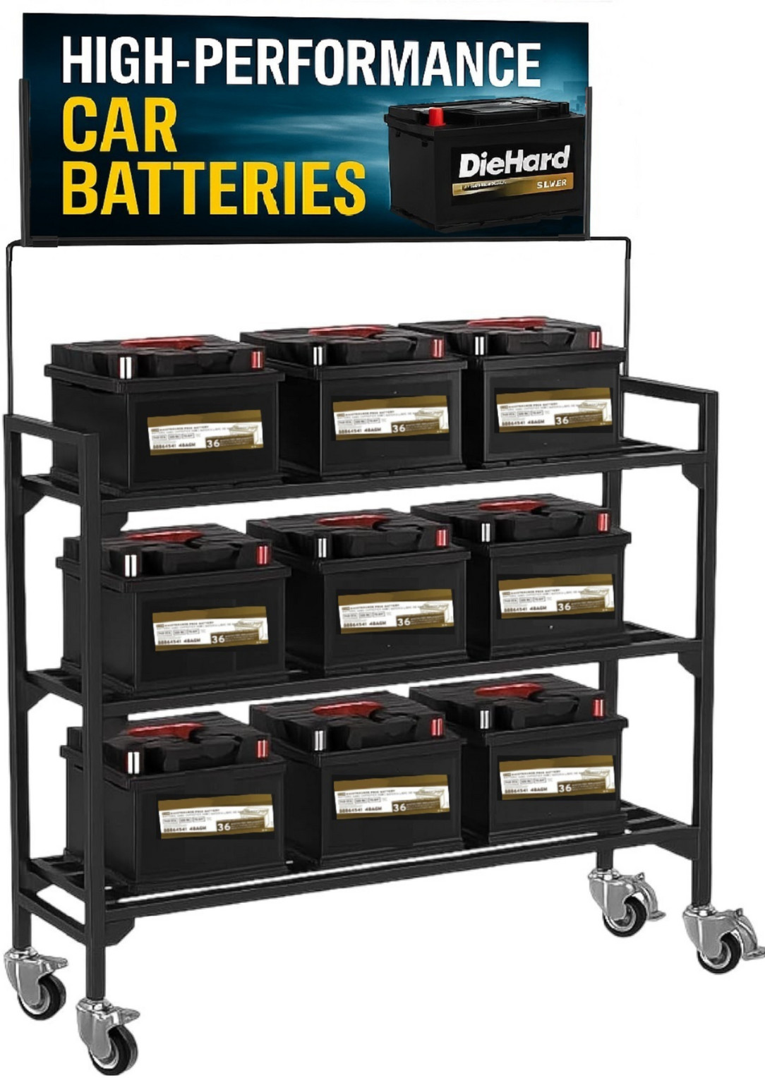 Battery Rack Car Storage Battery Holder  Display Rack Storage Shelf Garage Works