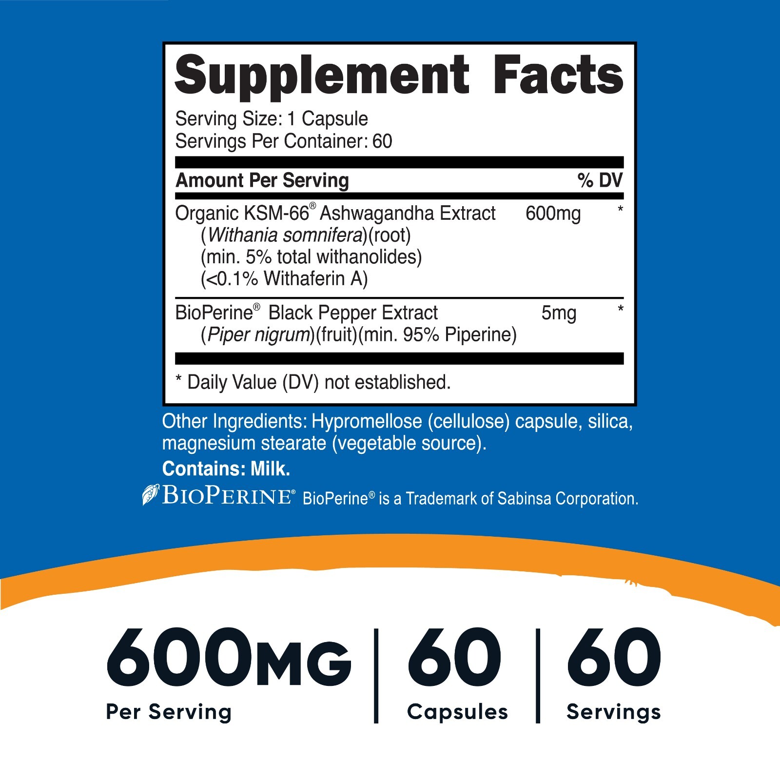 Nutricost KSM-66 Ashwagandha Root Extract 600mg, 60 Vegetarian Caps