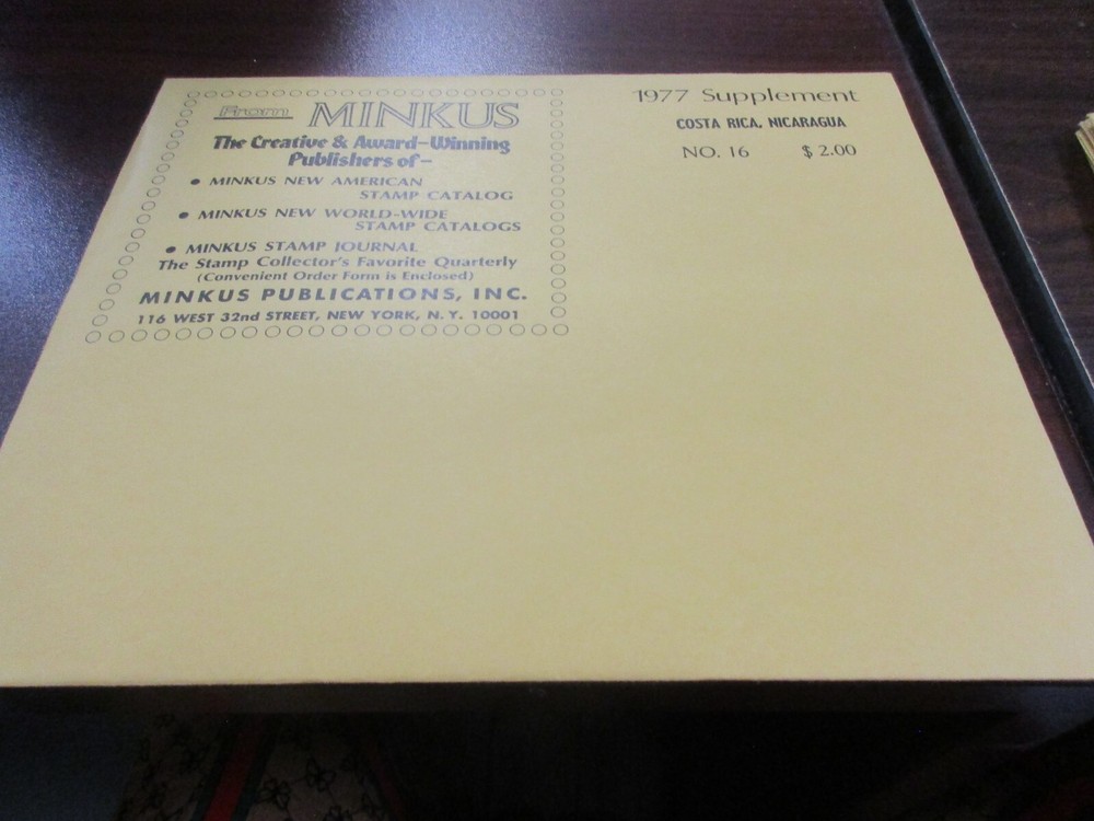 "MINKUS"  1977  SUPPLEMENT COSTA RICA, NICARAGUA  W/FREE SHP.