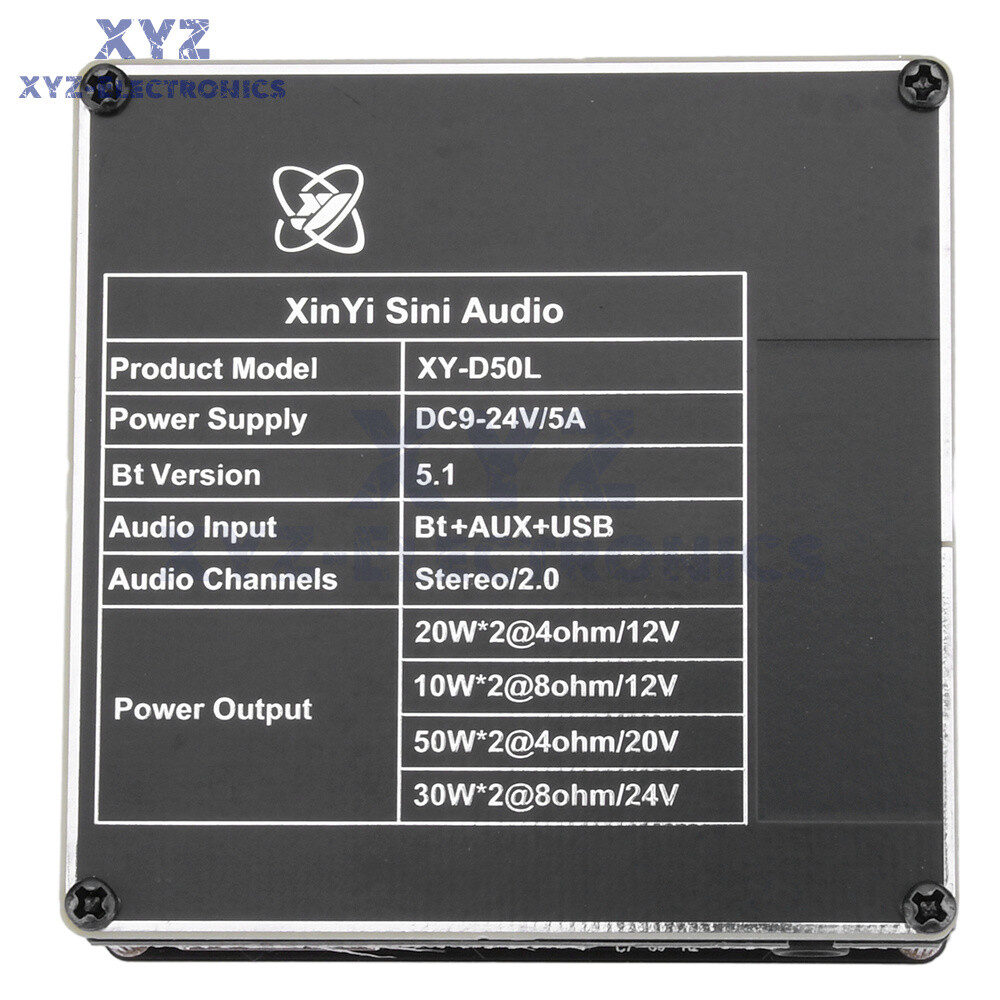 D50L Stereo Bluetooth 5.1 Audio Digital Power Amplifier Board Light APP Control