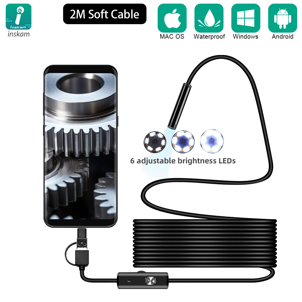 7mm LED Snake Endoscope Borescope Inspection Camera For USB Type C Android
