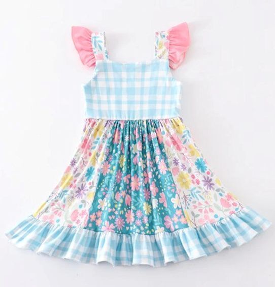 NEW Boutique Girls Floral Sleeveless Ruffle Dress