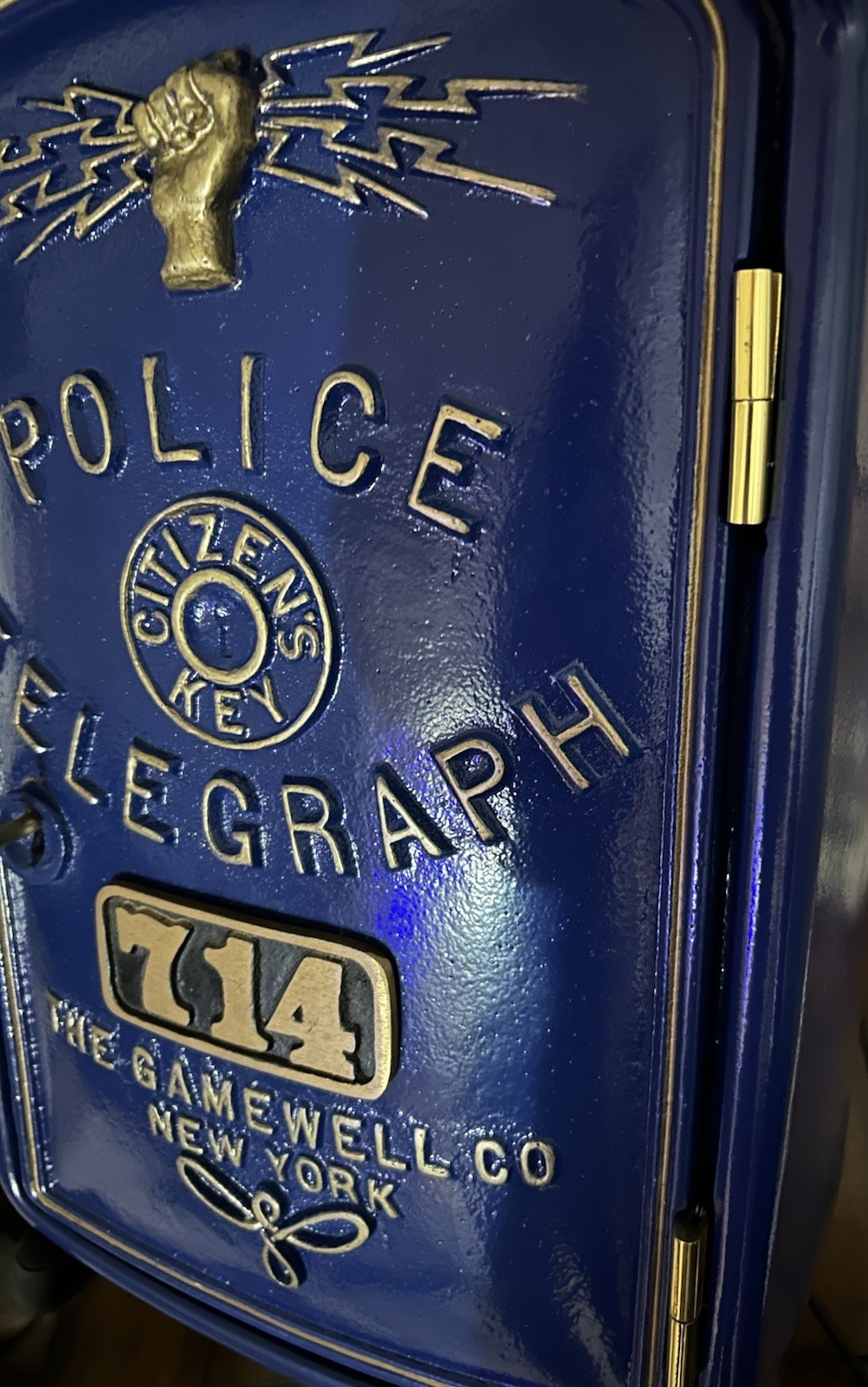 Gamewell Police Call Box With Matching Pedestal And Brass Eagle