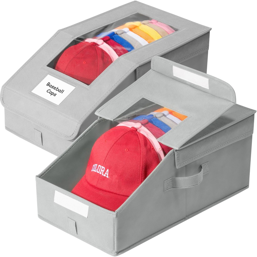 Stowsia Hat Organizer for Baseball Caps, 2 Pack Stackable 2 PACK, Grey