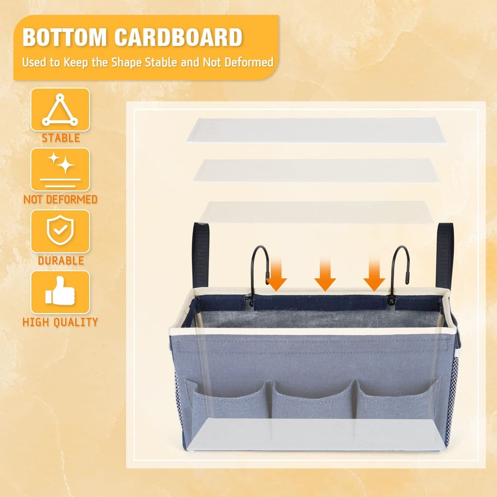 Lilithye Bedside Caddy Bedside Organizer Bedside Storage Caddy with Fixed St...