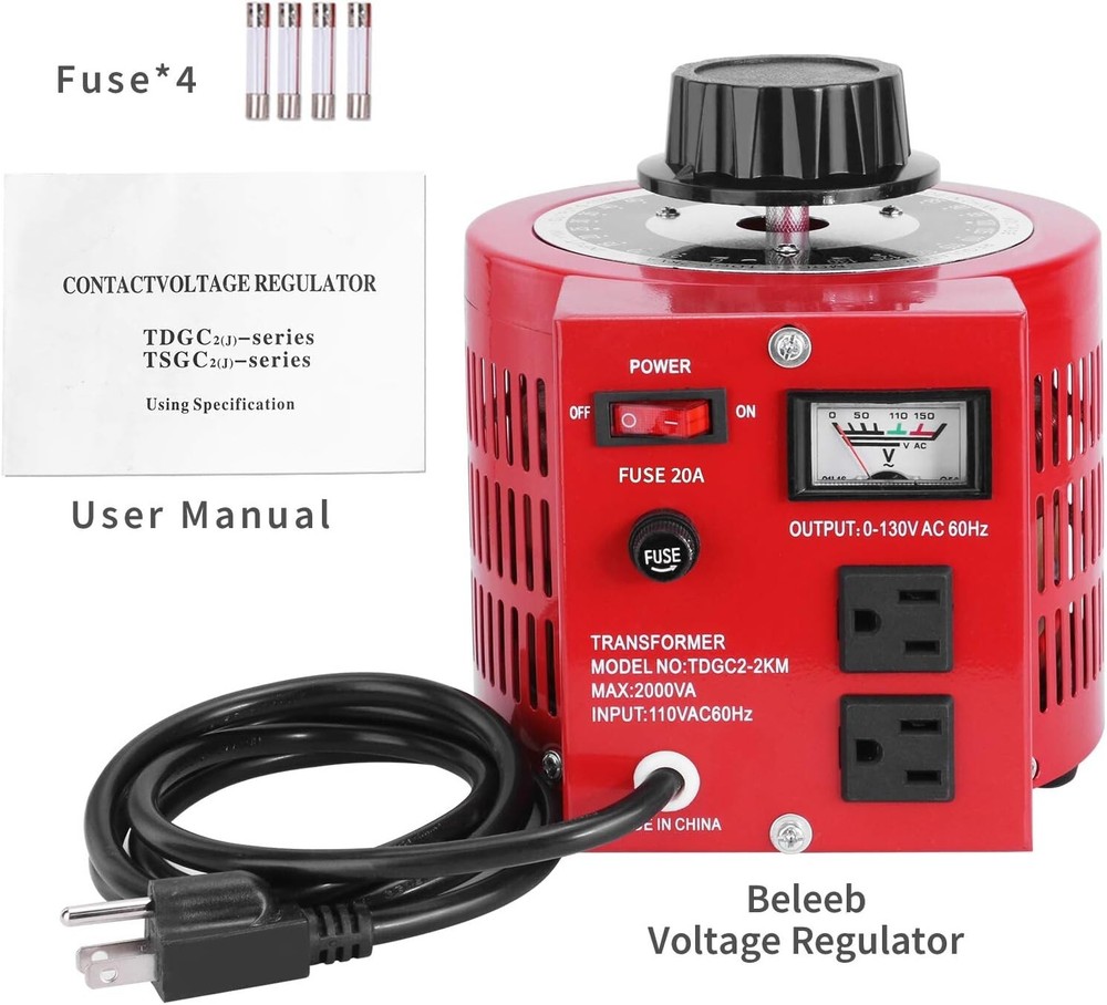 Adjustable Voltage Transformer - 20A - 2000VA - 0-130V Output - AC Power Supply