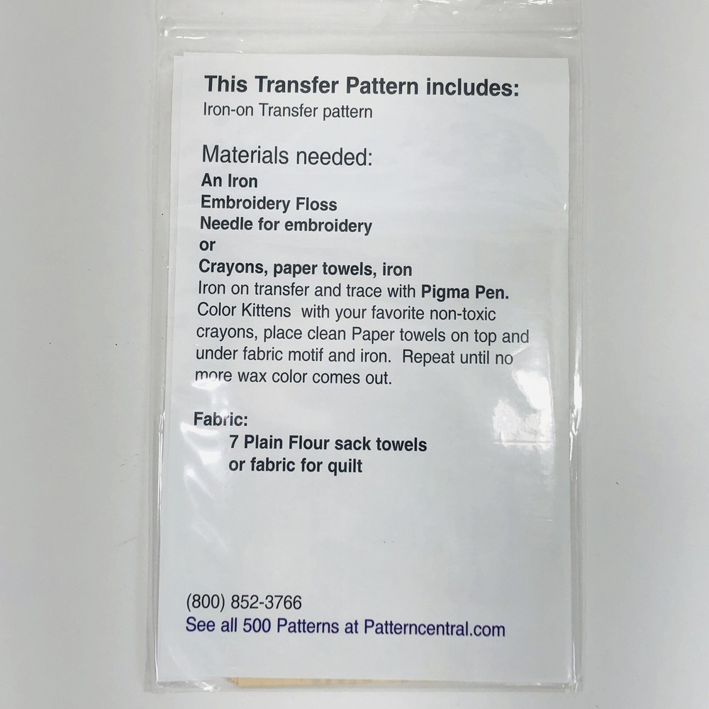 Patterncentral Kitten Days of the Week Iron On Transfer Embroidery Pattern 3733
