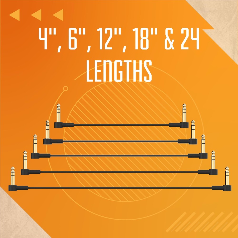 Stereo TRS Cable 1/4 Right Angle - 4 Ultra-Thin Flat TRS Patch Cable, Low Pro...