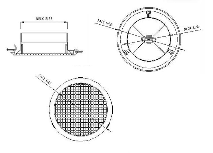Plastic ABS exhaust ceiling air diffuser/Eggcrate Round Diffuser Neck:150mm